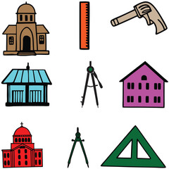 Architecture bundle line art and illustrator eps