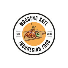 Minimalist sate indonesia food logo template illustration concept