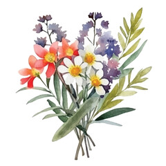 watercolors A beautifully arranged bouquet of wildflower illustration 