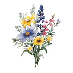 watercolors A beautifully arranged bouquet of wildflower illustration 