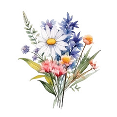 watercolors A beautifully arranged bouquet of wildflower illustration 