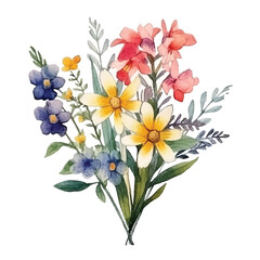 watercolors A beautifully arranged bouquet of wildflower illustration 