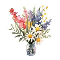 watercolors A beautifully arranged bouquet of wildflower illustration 