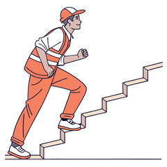 young handsome man climbs up on a stair vector image on a white background 