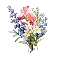 watercolors A beautifully arranged bouquet of wildflower illustration 