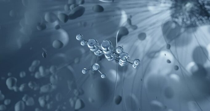 Looped video of Ethylparaben, E214, rotating molecular 3D ball-and-stick model