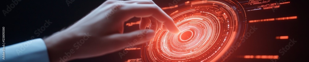 Aufkleber futuristic healthcare interface ai-driven holographic screen with human hand interaction - tech inno