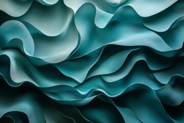 Obraz premium Abstract teal waves, flowing fabric texture background.