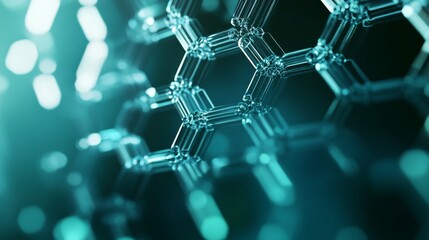 Abstract geometric hexagonal medical background with futuristic science technology pattern, digital healthcare innovation concept, blue molecular structure and biotechnology network design


