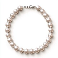 Fototapeta premium Elegant pearl necklace with a minimalist clasp, centered on a clean white background