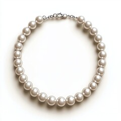 Obraz premium Elegant pearl necklace with a minimalist clasp, centered on a clean white background