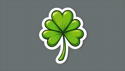 A charming PNG illustration of a lucky shamrock, designed as a sticker with a transparent background.