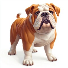 Obraz premium English Bulldog with a stocky build and a droopy face, centered on a clean white background