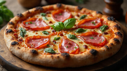 Pizza with ham