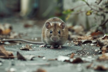 Small Brown Rat Standing Concrete