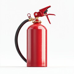 Obraz premium Fire extinguisher-style CO2 tank with a hose and nozzle, placed on a bright white background
