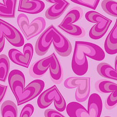 Valentine`s Day Background with Hearts Ornament. Vector Illustration for Valentine`s Day Greetings Banner Design. Heart Seamless Pattern in Trendy Abstract Style for Modern Holiday Design.