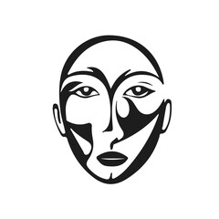 Abstract Vector Drawing of Female Face. Modern Line Art Woman Portrait, Minimalist Freehand Drawing. Vector Linear Illustration for Minimalistic Home Décor, Wall Art, Posters, Print, Mobile Case