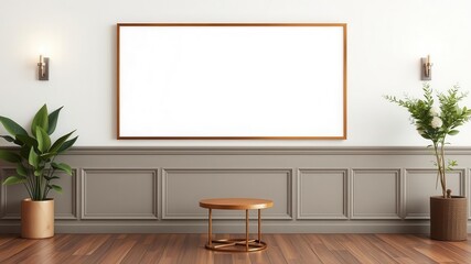A minimalist mockup of blank wall art, perfect for showcasing designs or artwork, blank, exhibition, minimalist