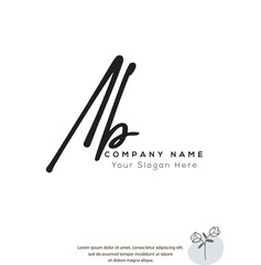 A B AB Initial letter handwriting and signature logo. Beauty vector initial logo .Fashion, boutique, floral and botanical