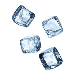 Obraz premium Ice cubes flying in the air, isolated background