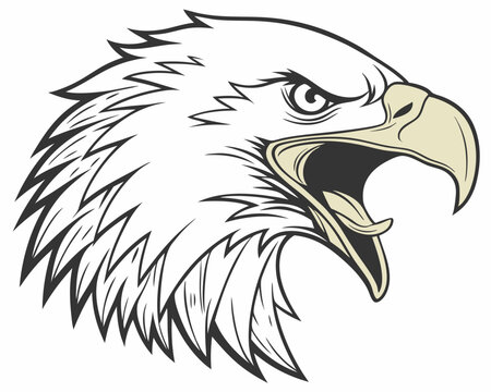 Silhouette of angry eagle head. Eagle Esport mascot logo. eagle tattoo