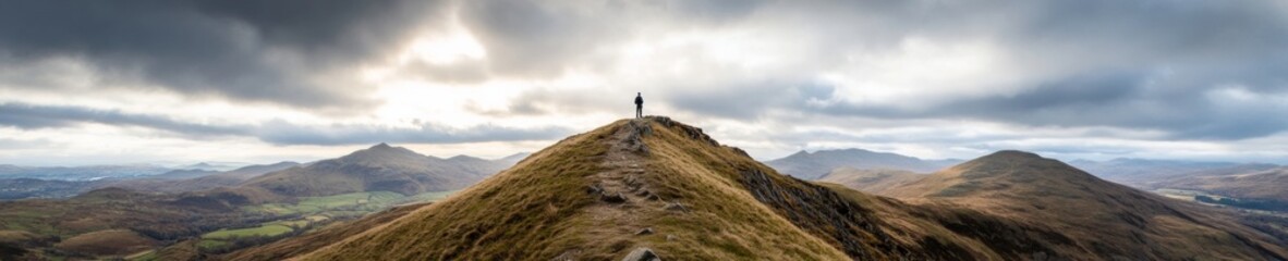 Modern Leadership Vision Dramatic Mountain Peak Triumph with Rocky Terrain Inspiring Professional Excellence and Strategic Success Imagery for Business Motivation