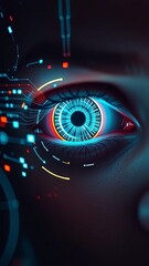Futuristic Glowing Eye with Digital Circuitry