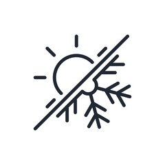 Cold heat, hot warm, summer winter, sun snowflake and thermal insulation editable stroke outline icon isolated on white background flat vector illustration. Pixel perfect. 64 x 64.