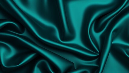 Fototapeta premium Teal Silk Fabric Texture - Luxurious Drape