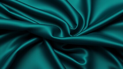 Obraz premium Teal Satin Fabric Texture - Luxurious Drape