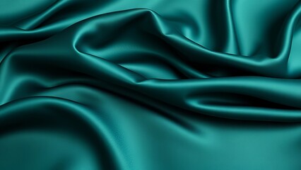 Fototapeta premium Teal Satin Fabric Texture - Luxurious Drape
