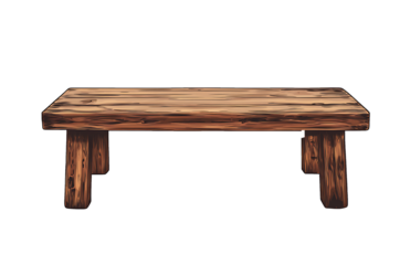 a wooden bench with four legs.