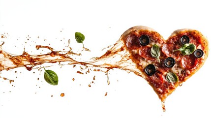 Pizza love celebration kitchen food art clean background close-up culinary passion