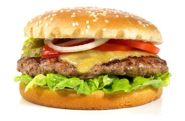 Grilled Cheeseburger isolated  on white Background
