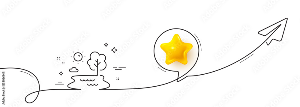 Canvas Prints Lake line icon. Continuous line with share plane. Fishing place sign. Pond with tree symbol. 3d star in speech bubble. Lake single line ribbon. Loop curve pattern. Vector