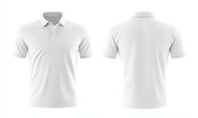 Blank white male polo t-shirt, template for your design mockup. Front and back view.