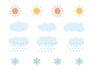 太陽・雲・雨・雪の天気アイコンセット