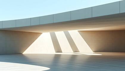 Sunlit Modern Architectural Space: Clean Lines and Light