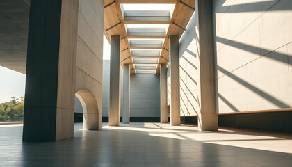 Obraz premium Sunlit Modern Architecture: A Study in Light and Shadow