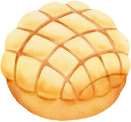 Melon bread watercolor illustration