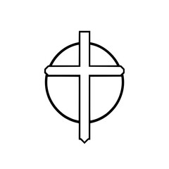 Cross in Circle: A Minimalist Religious Symbol Design. Perfect for faith-based projects, representing hope, peace, and spirituality.