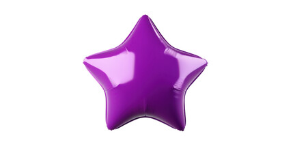 Obraz premium Purple star shaped balloon floating on transparent background