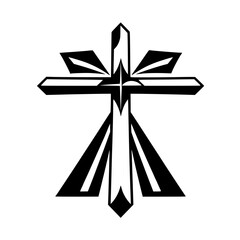 Abstract Cross: A Modern Religious Symbol. Bold graphic design, perfect for faith-based projects, representing hope, belief, and spirituality.