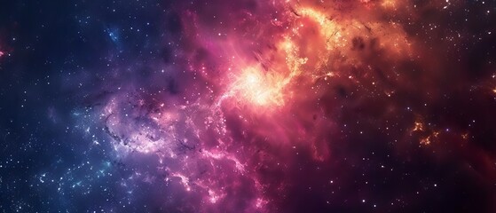 Naklejka premium Panoramic Milky Way galaxy brimming with shimmering stars, interstellar dust, and boundless cosmic wonder in an awe-inspiring night sky scene