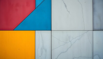 Abstract Colorful Geometric Panel with Cracks: Modern Architectural Design