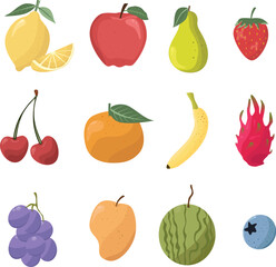 Set of fruits illustration isolated on white