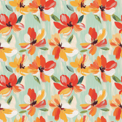Obraz premium Seamless minimal modern floral pattern. botanical seamless.