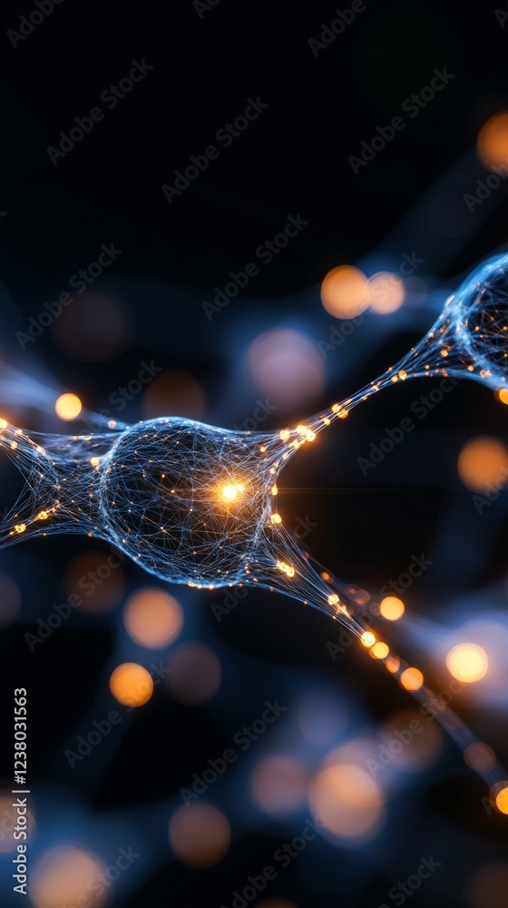 Aufkleber Electrifying Quantum Digital Network Futuristic Neural Graph with Glowing Nodes and Data Streams - AI Tech Innovation and Advanced Computational Solutions