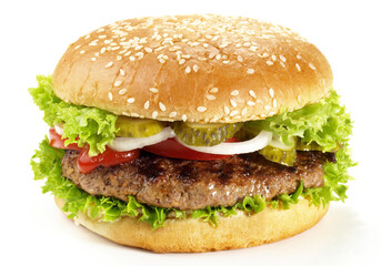 Big Size Hamburger  isolated  on white Background